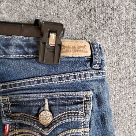 Levis Boot Cut Stretch Jeans Girls Juniors Sz 16 Blue Denim Flap Pockets 28x27 - Picture 9 of 14